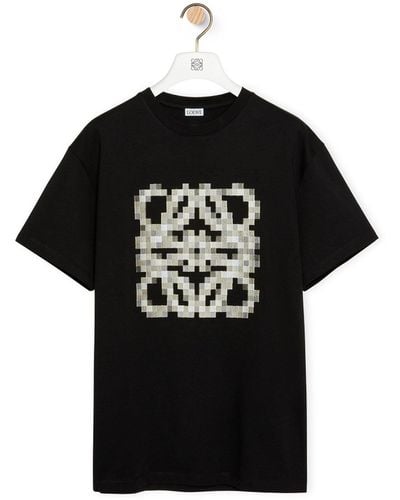 Loewe Pixelated Anagram Relaxed Fit T-shirt In Cotton - Black