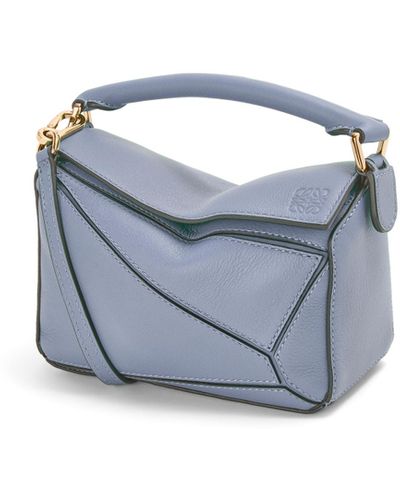 Loewe Mini Puzzle Bag In Classic Calfskin - Blue