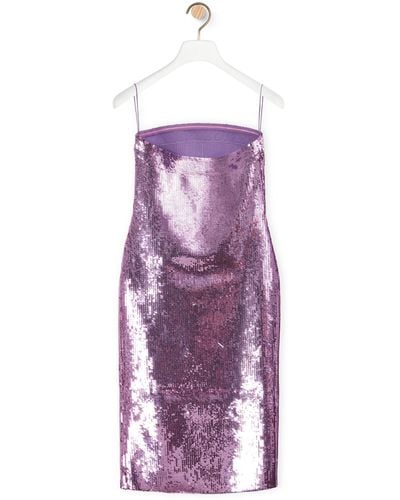 Loewe Luxury Sequin Bustier Midi Dress In Viscose For - Purple