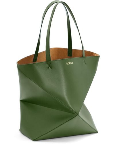 Loewe Large Fold Puzzle Tote Bag - Green