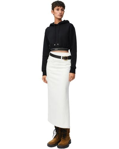 Loewe Cropped Hoodie In Cotton And Cashmere - Black