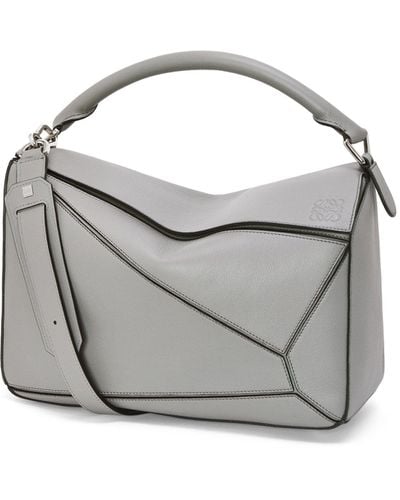 Loewe Luxury Large Puzzle Bag In Classic Calfskin - Gray