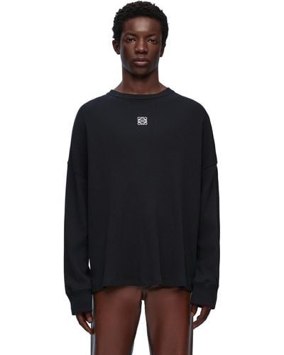 Loewe Oversized Fit Long Sleeve T-shirt In Cotton - Black