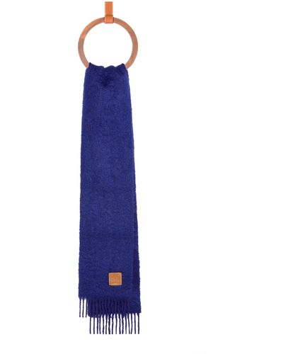 Loewe Luxury Scarf In Mohair And Wool - Blue