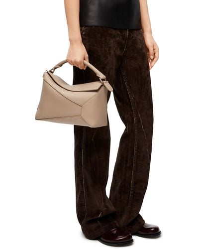 Loewe Luxury Puzzle Bag In Soft Grained Calfskin - Natural