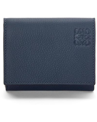 Loewe Trifold Wallet In Soft Grained Calfskin - Blue