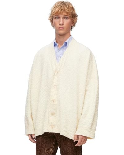 Loewe Luxury Cardigan In Wool Blend - Natural