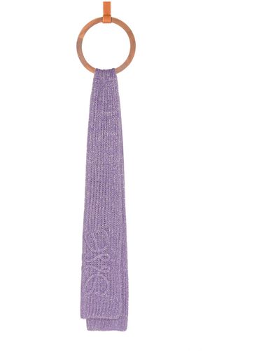 Loewe Anagram-embroidered Mohair-blend Scarf - Purple