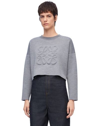 Loewe Anagram Cropped Sweater - Gray