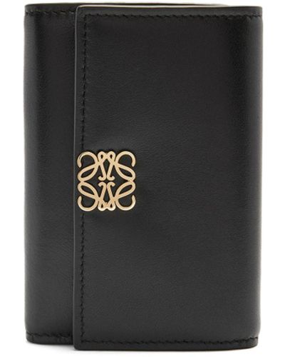 Loewe Puffer Anagram Small Vertical Wallet In Shiny Nappa Calfskin - Black