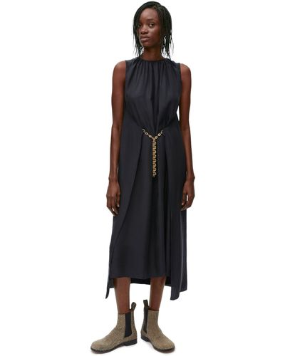 Loewe Luxury Chain Dress In Silk - Black