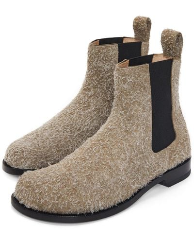 Loewe Campo Chelsea Boot In Brushed Suede - White