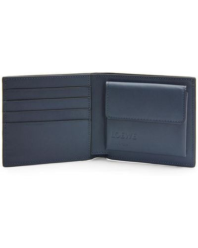 Loewe Luxury Bifold Coin Wallet In Soft Grained Calfskin - Blue