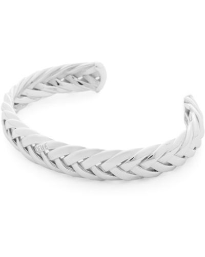 Loewe Thin Braided Cuff In Sterling Silver - White