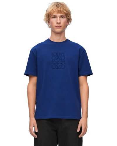 Loewe Luxury Regular Fit T-shirt In Cotton - Blue