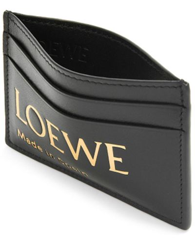 Loewe Luxury Embossed Plain Cardholder In Shiny Nappa Calfskin - Black