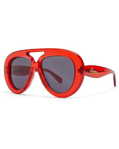 Loewe Luxury Round Spoiler Aviator Sunglasses - Red