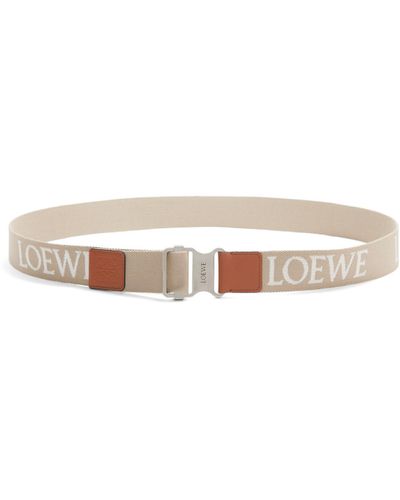 Loewe Slider Buckle Belt In Webbing And Calfskin - White
