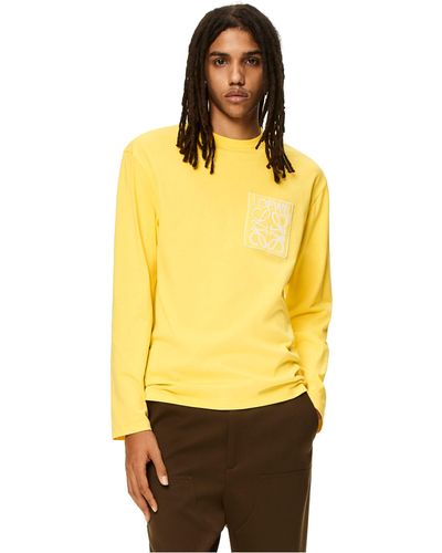 Loewe Anagram Fake Pocket Long Sleeve T-shirt In Cotton - Yellow
