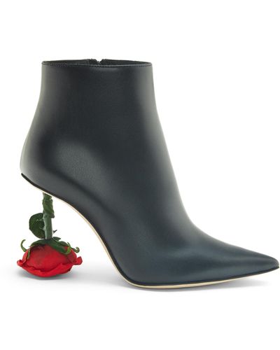 Loewe Rose Heel Boot In Calfskin - White