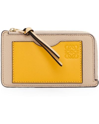 Loewe Coin Cardholder In Soft Grained Calfskin - Yellow