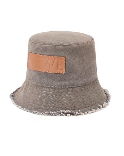 Loewe Bucket Hat In Denim Calfskin - Brown