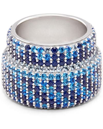 Loewe Large Pavé Ring In Sterling Silver And Crystals - White