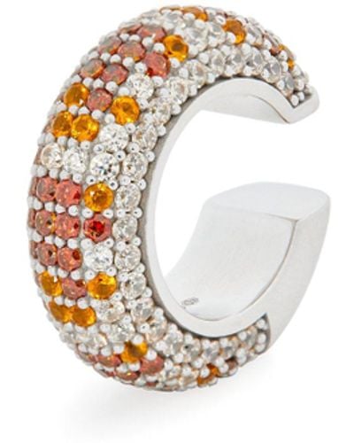 Loewe Luxury Pavé Ear Cuff In Sterling Silver And Crystals - Multicolour