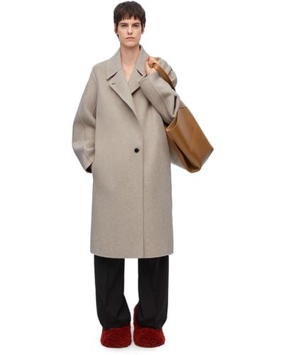 Loewe Coat In Wool And Cashmere - Blue