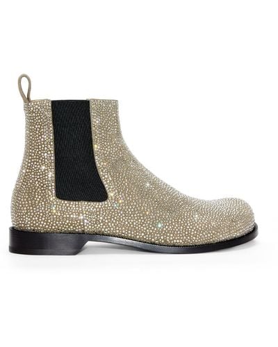 Loewe Luxury Campo Chelsea Boot In Calf Suede And Allover Rhinestones - Multicolour