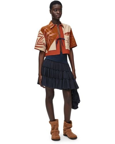 Loewe Luxury Cropped Shirt In Cotton And Silk - Blue