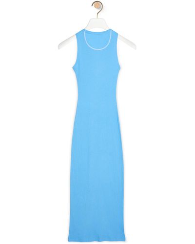 Loewe Luxury Anagram Tank Dress In Cotton - Blue
