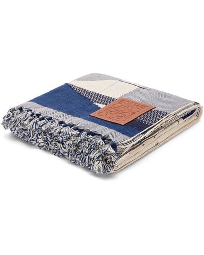 Loewe Luxury Blanket In Cotton For Unisex - Blue