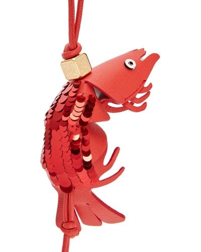 Loewe Luxury Shrimp Charm In Classic Calfskin - Red
