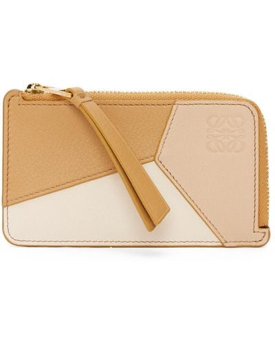 Loewe Puzzle Coin Cardholder In Classic Calfskin - Natural