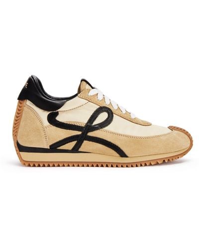 Loewe Flow Runner Monogram Leather And Shell Trainers - Brown