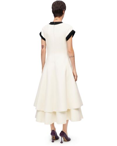 Loewe Double Layer Dress In Wool And Cotton - White