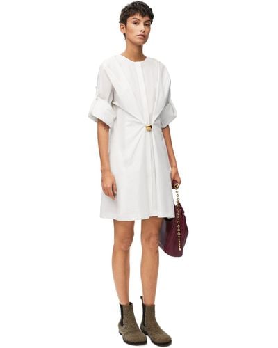 Loewe Luxury Pebble Dress In Cotton - White