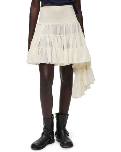 Loewe Luxury Ruffled Skirt In Silk - Natural