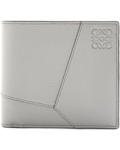 Loewe Luxury Puzzle Bifold Coin Wallet In Classic Calfskin - Grey