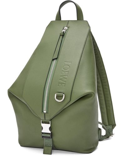 Loewe Luxury Small Convertible Backpack In Classic Calfskin - Green