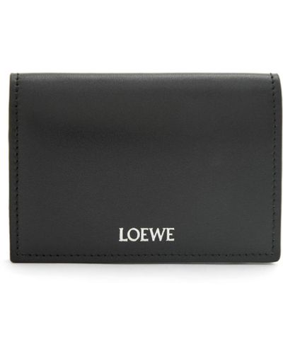 Loewe Luxury Slim Bifold Cardholder In Shiny Nappa Calfskin For - Black