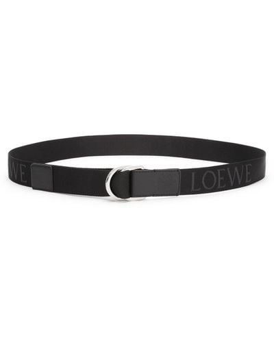 Loewe D-ring Webbing Belt In Nylon And Calfskin - White