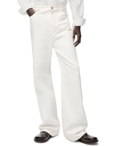 Loewe Luxury Wide Leg Jeans In Raw Denim - White