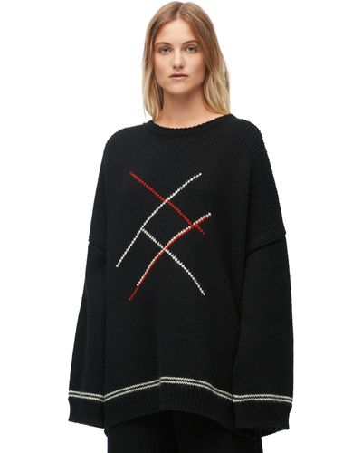 Loewe Argyle Sweater In Wool And Alpaca - Black