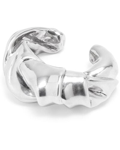 Loewe Luxury Large Nappa Twist Cuff In Sterling Silver - White
