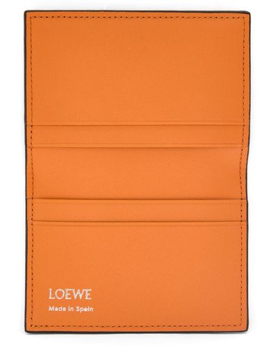 Loewe Luxury Slim Bifold Cardholder In Shiny Nappa Calfskin - Orange