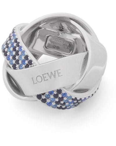 Loewe Luxury Chunky Nest Pavé Ring In Sterling Silver And Crystals For - White