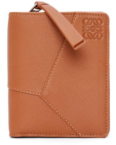 Loewe Puzzle Slim Compact Wallet In Classic Calfskin - White