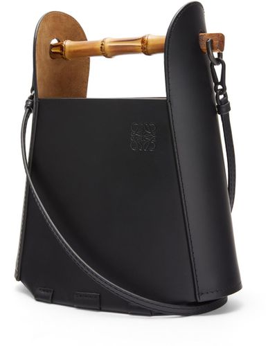 Loewe Luxury Bamboo Bucket Bag In Calfskin - Black
